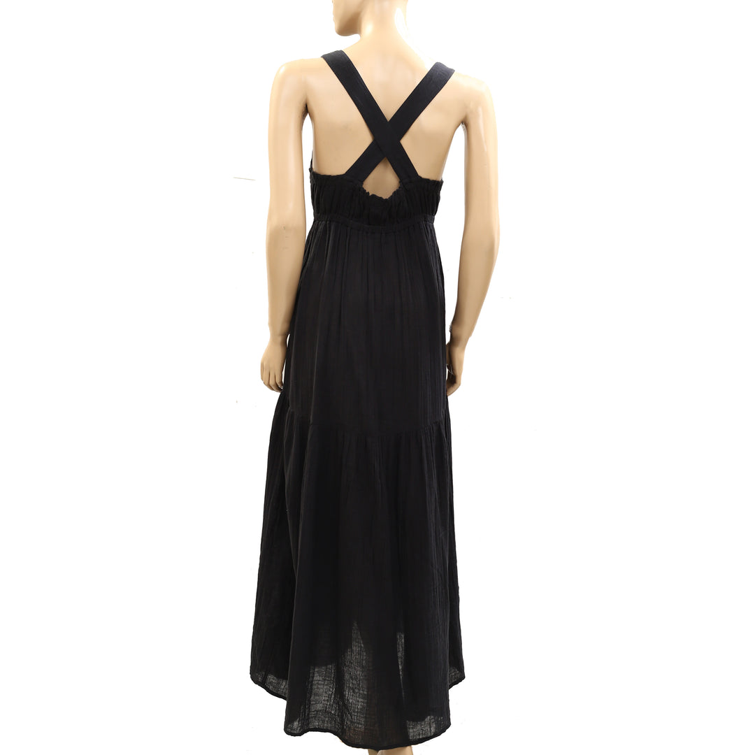 Anthropologie Pleated Sleeveless Criss Cross Maxi Dress