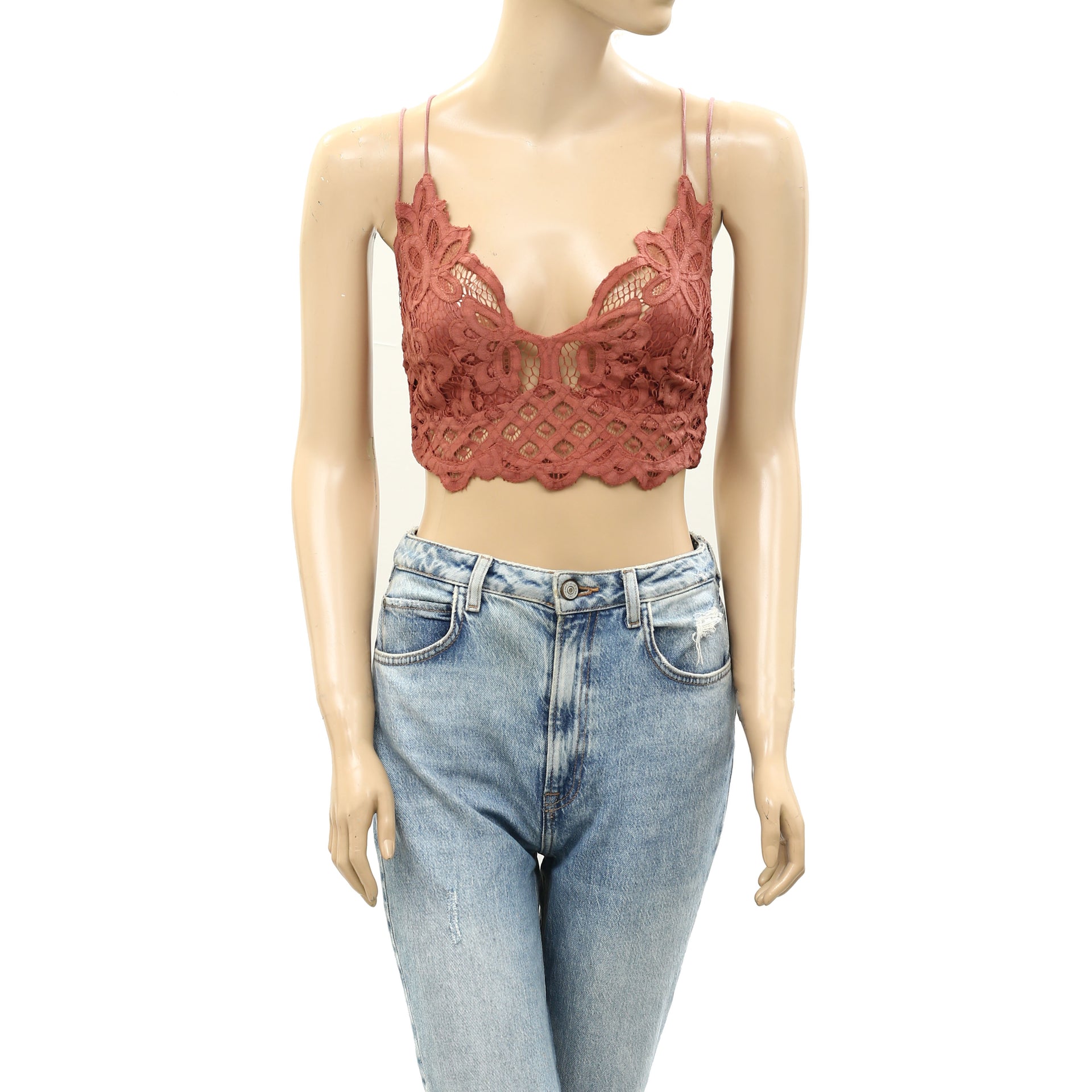 Free People FP One Adella Bralette Embroidered Lace Copper Cropped Top –  White Chocolate Couture