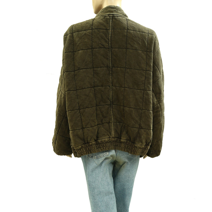 Free People Sports Rib Dolman Quilted Jacket Top