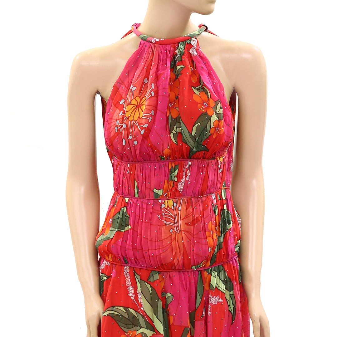 Farm Rio Anthropologie Red Pietra Floral Sleeveless Maxi Dress