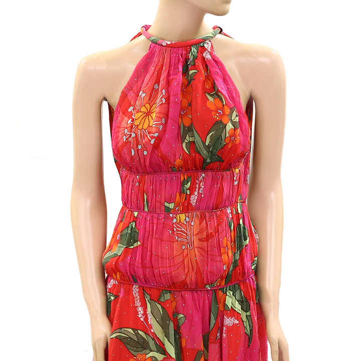 Farm Rio Anthropologie Red Pietra Floral Sleeveless Maxi Dress