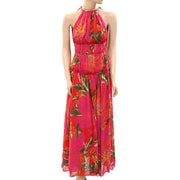 Farm Rio Anthropologie Red Pietra Floral Sleeveless Maxi Dress