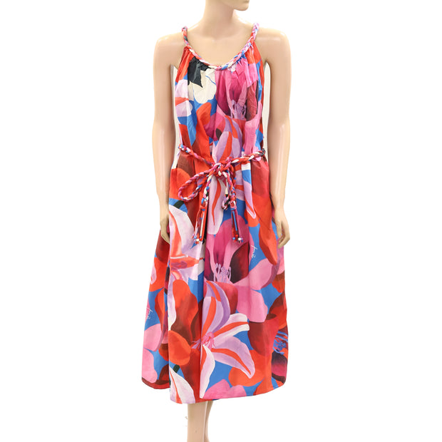 Farm Rio Anthropologie Watercolor Floral Sleeveless Cover Up Midi Dress