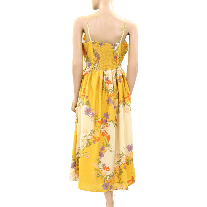 Farm Rio Anthropologie Floral Printed Slip Midi Dress