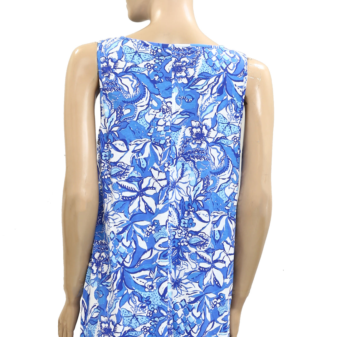 lela silk dress lilly pulitzer Lilly Pulitzer Women's Lela Silk Dress (True Blue Paradise Point) (Size XS)