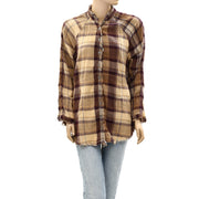 Free People We The Free Summer Daydream Plaid Buttondown Tunic Top