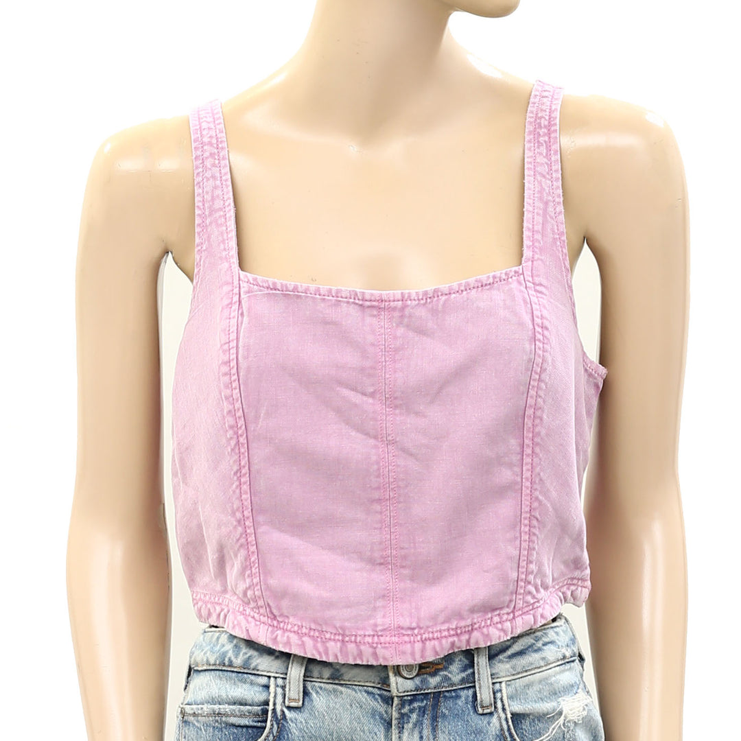 2024 Anthropologie pilcro sleeveless denim cropped tank Medium