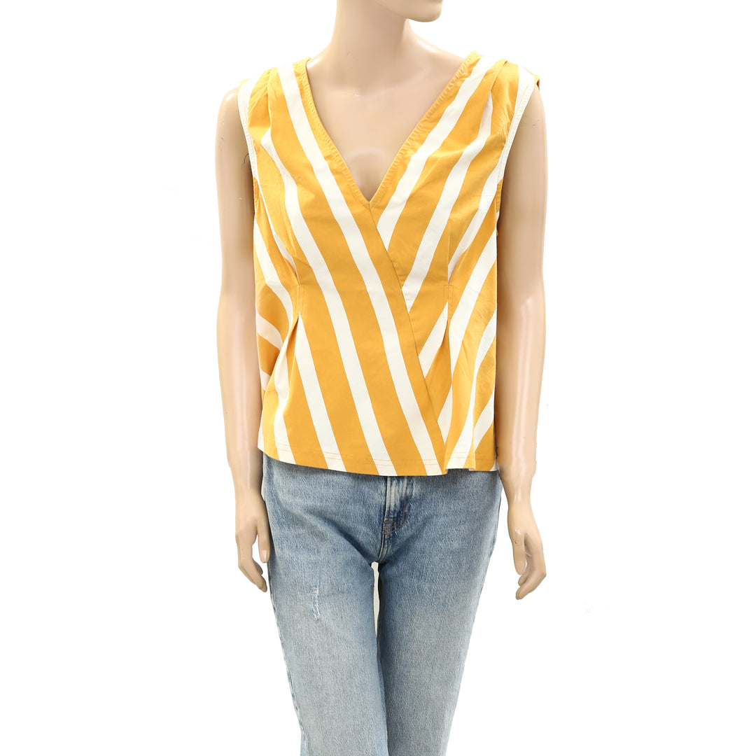 Anthropologie Maeve Sleeveless V-Neck Corset Blouse Tank Top