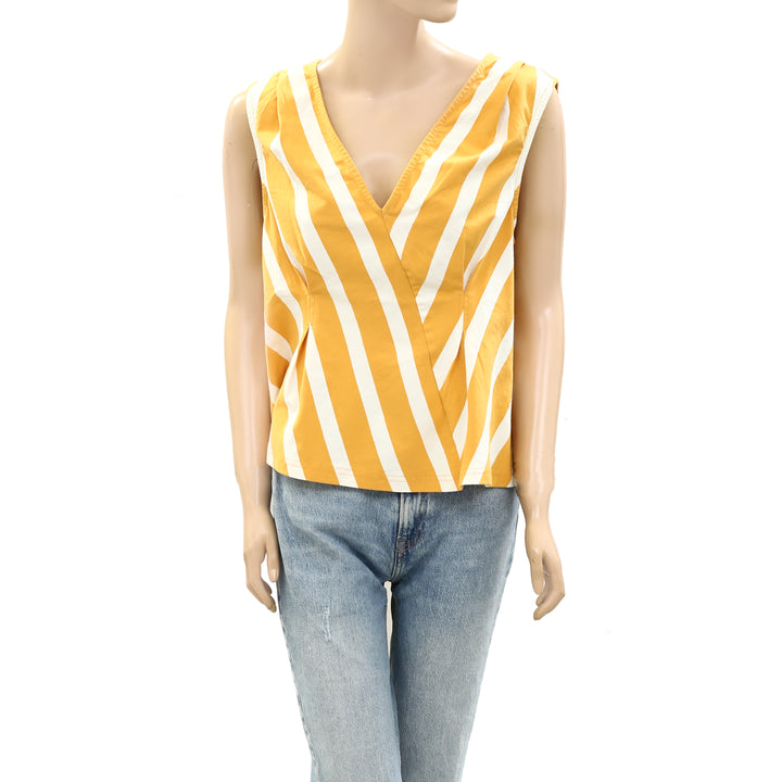 Anthropologie Maeve Sleeveless V-Neck Corset Blouse Tank Top