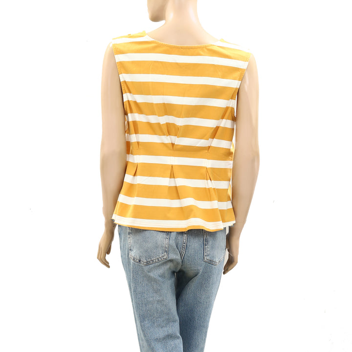 Anthropologie Maeve Sleeveless V-Neck Corset Blouse Tank Top