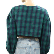 Out From Under Urban Outfitters Charlotte Flannel Bow Blouse Top