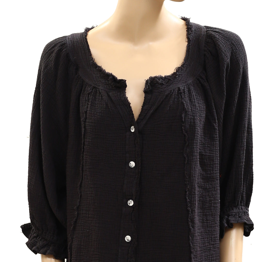 Free People We The Free Lucy Solid Shirt Blouse Top