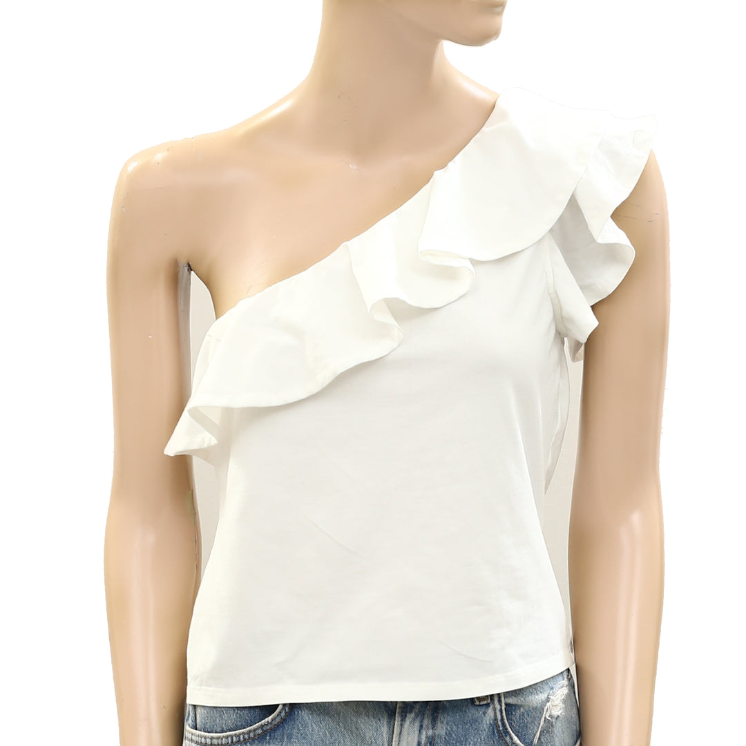 Anthropologie Maeve One-Shoulder Ruffled Blouse Top