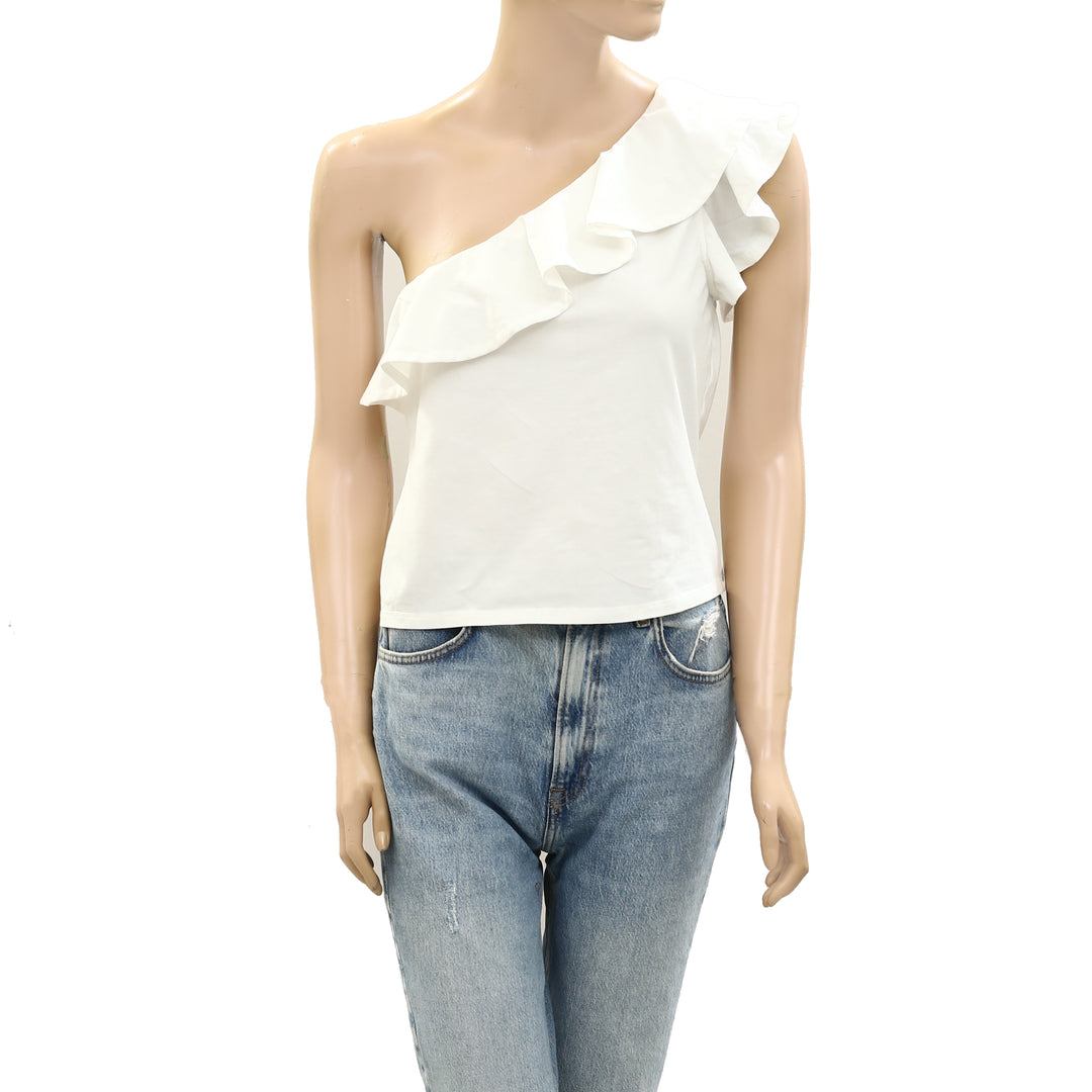Anthropologie Maeve One-Shoulder Ruffled Blouse Top