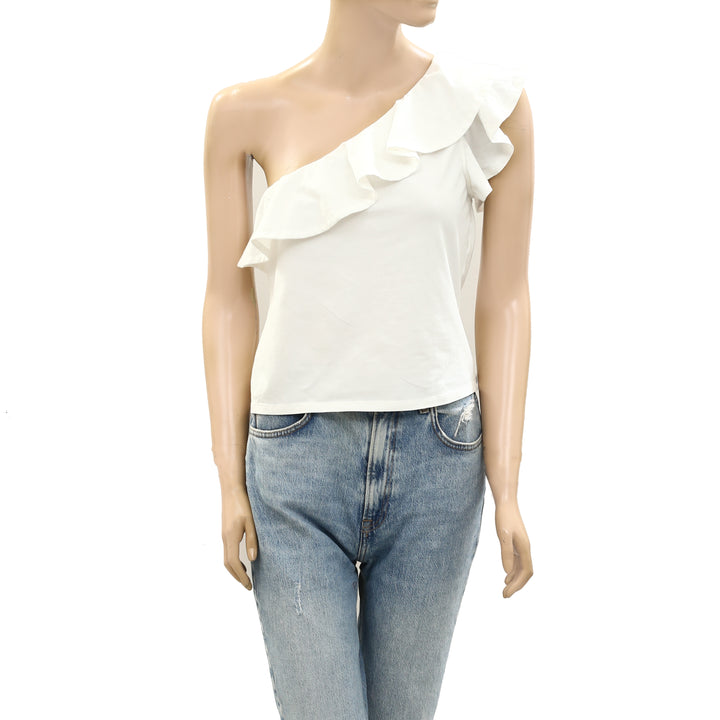 Anthropologie Maeve One-Shoulder Ruffled Blouse Top