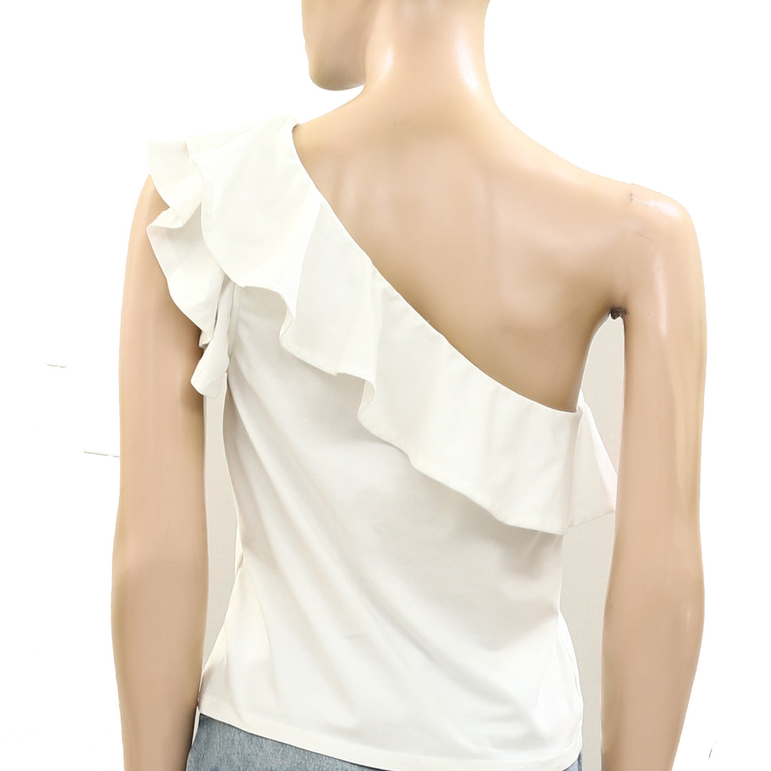 Anthropologie Maeve One-Shoulder Ruffled Blouse Top