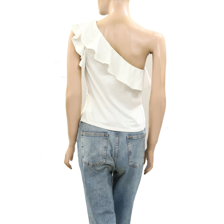 Anthropologie Maeve One-Shoulder Ruffled Blouse Top