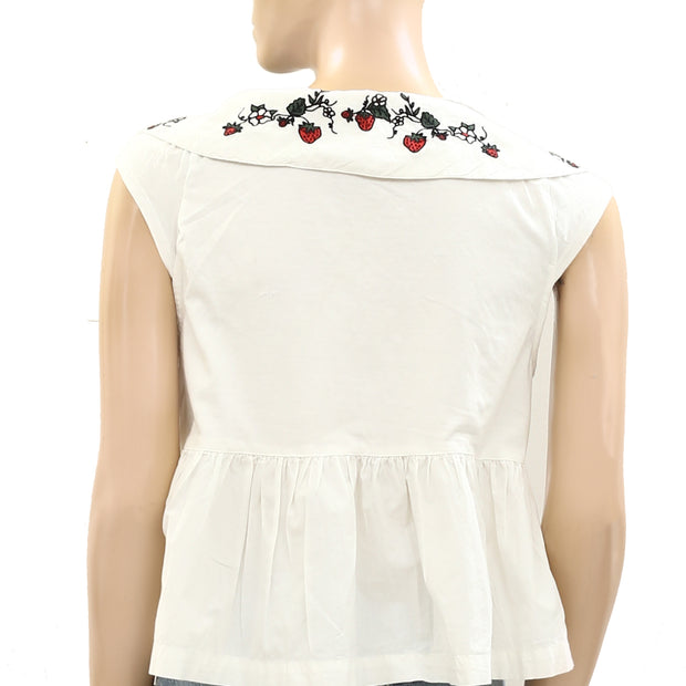 Anthropologie Maeve Cap-Sleeve Tie-Front Babydoll Blouse Top