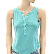 Pilcro Anthropologie Ribbed Henley Tee Tank Blouse Top
