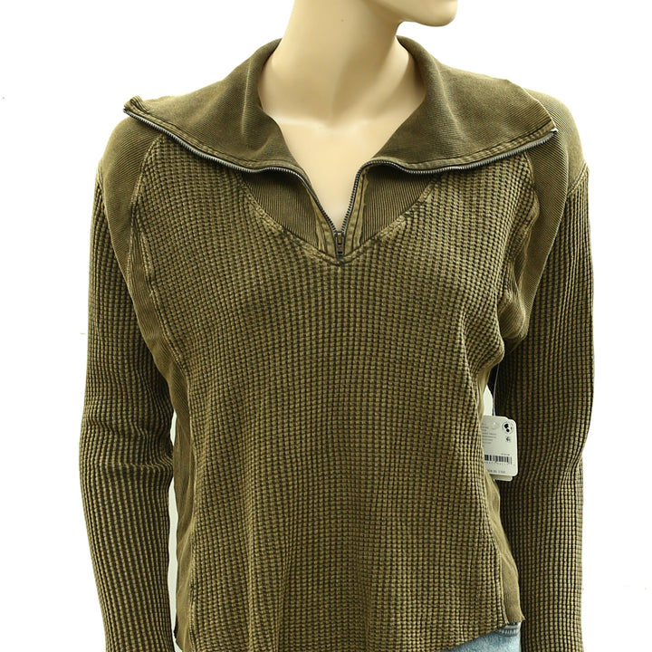 Free People FP One Ashton Zip Thermal Blouses Top