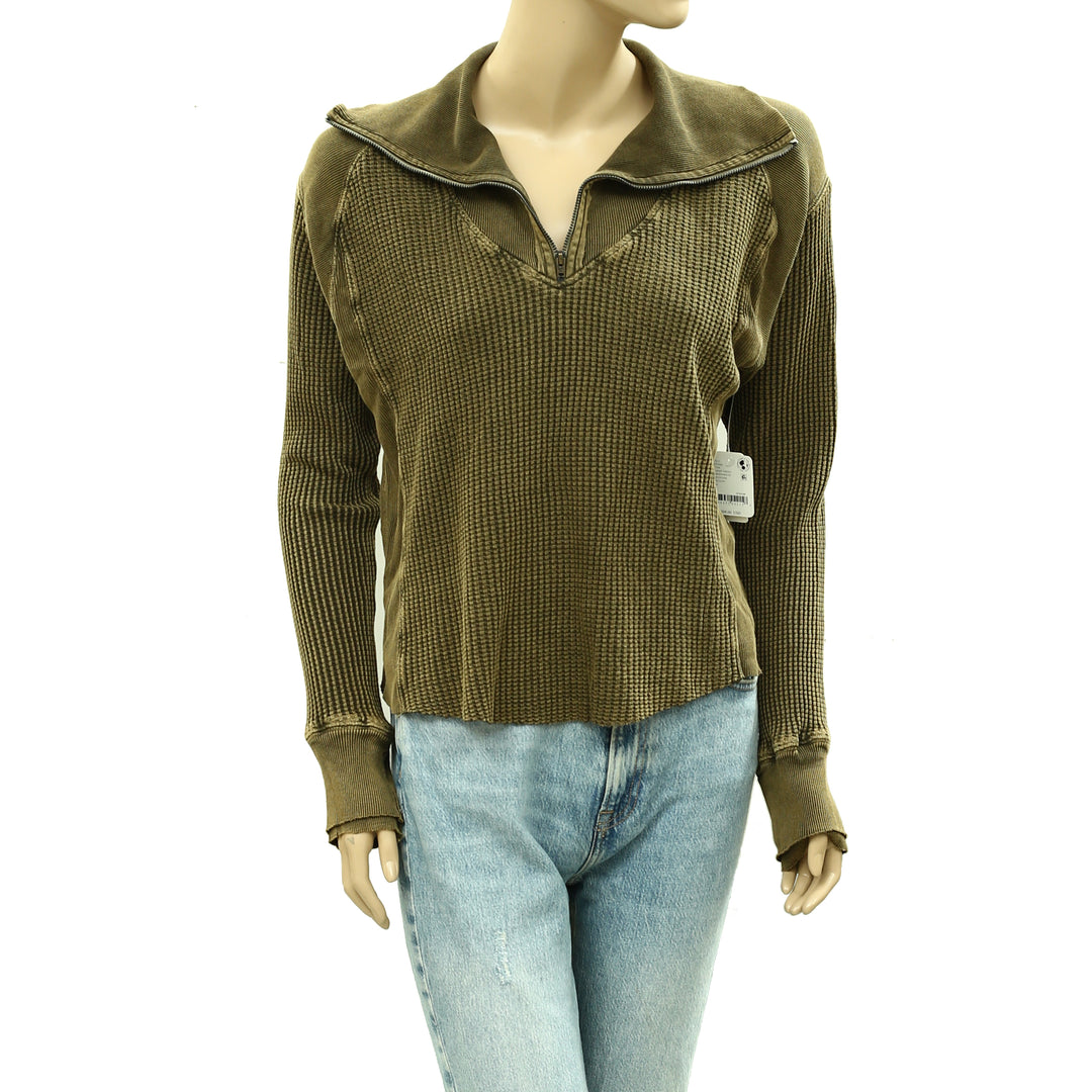 Free People FP One Ashton Zip Thermal Blouses Top