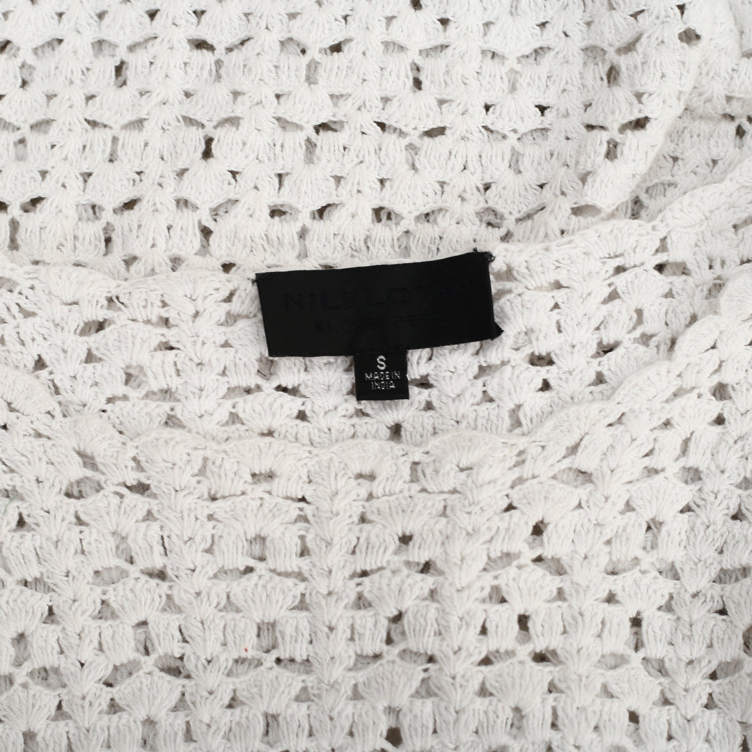 NILI LOTAN Odette Cotton Crochet Tee Blouse Top