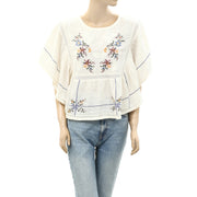 Anthropologie Floral Embroidered Blouse Top