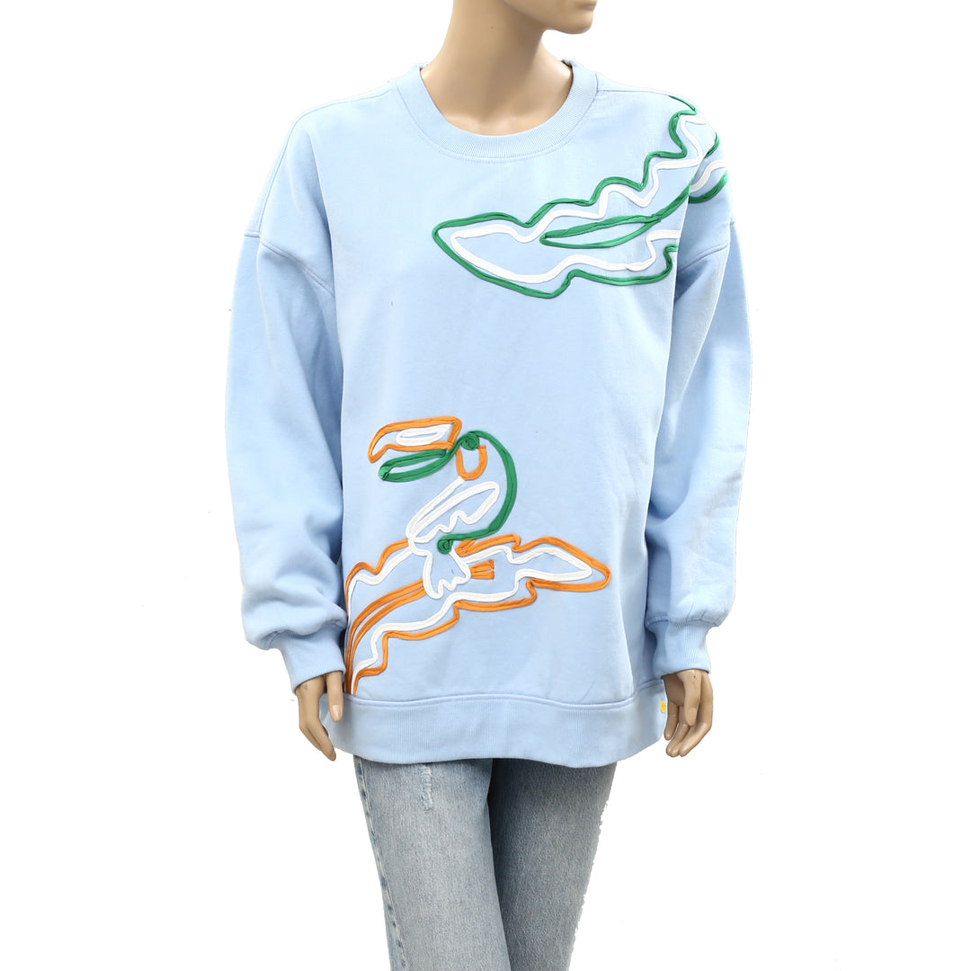 Anthropologie Celandine Embellished Crew-Neck Sweatshirt Top