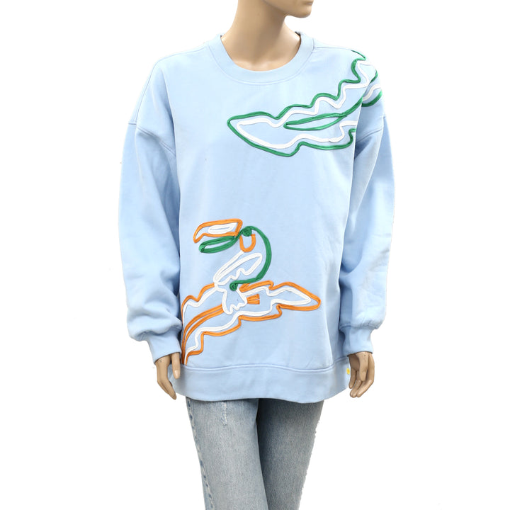 Anthropologie Celandine Embellished Crew-Neck Sweatshirt Top