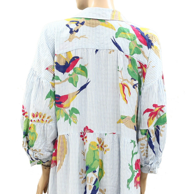 By Anthropologie The Carolita Printed Tiered Shirt Maxi Dress