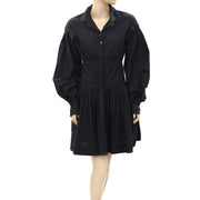 Merlette Buttondown Taylor Blouson-Sleeve Poplin Mini Shirt Dress