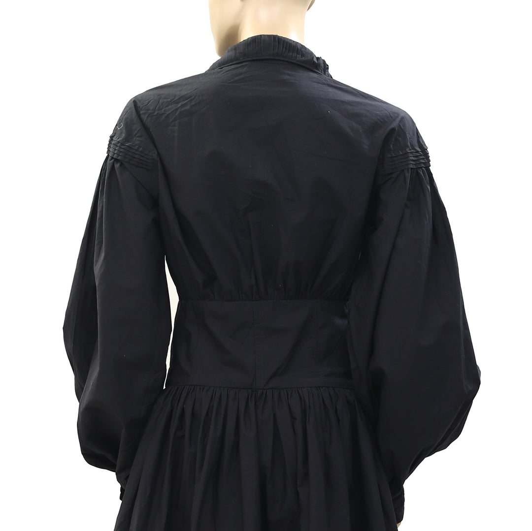 Merlette Buttondown Taylor Blouson-Sleeve Poplin Mini Shirt Dress