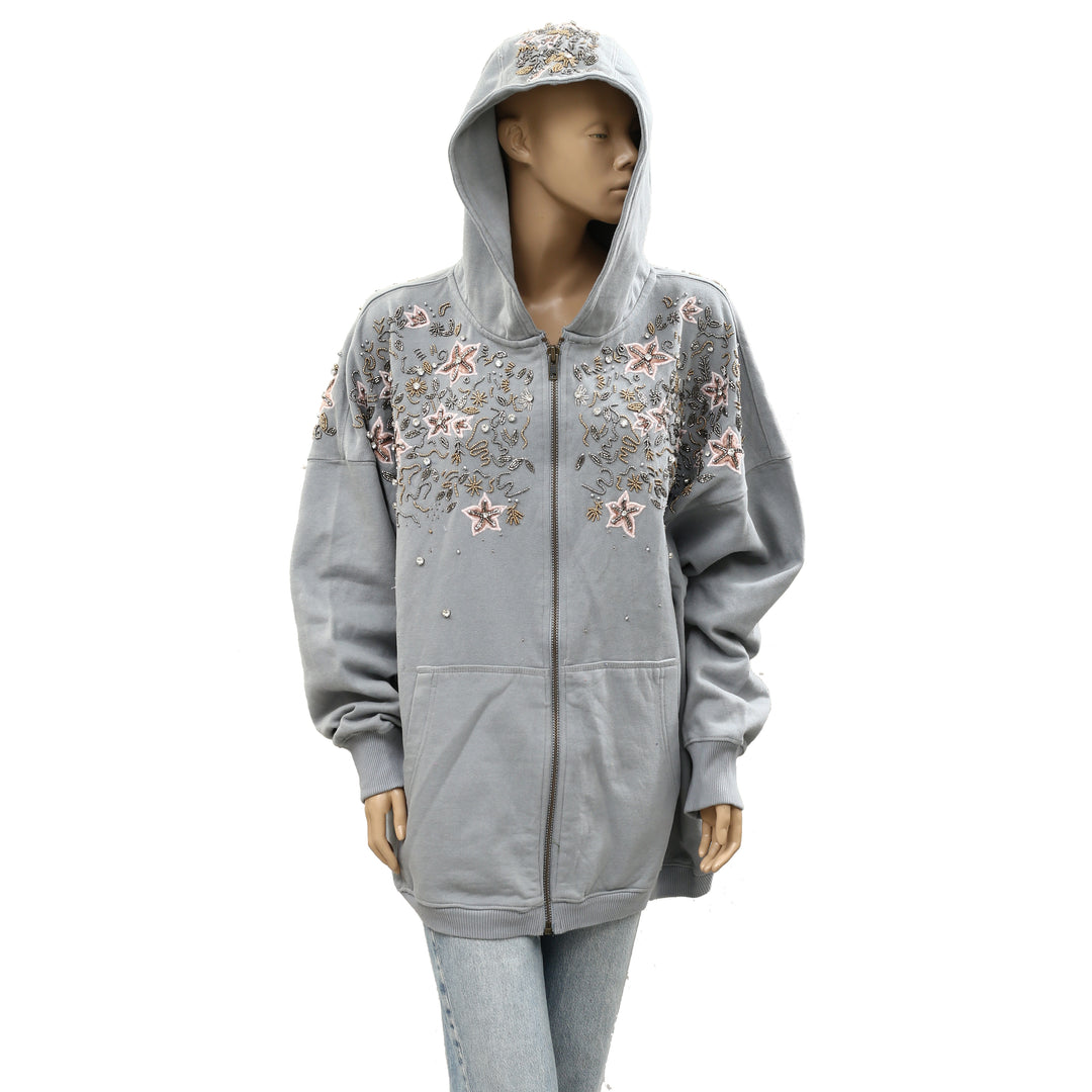 Free People Glitter Oversized Hoodie Top