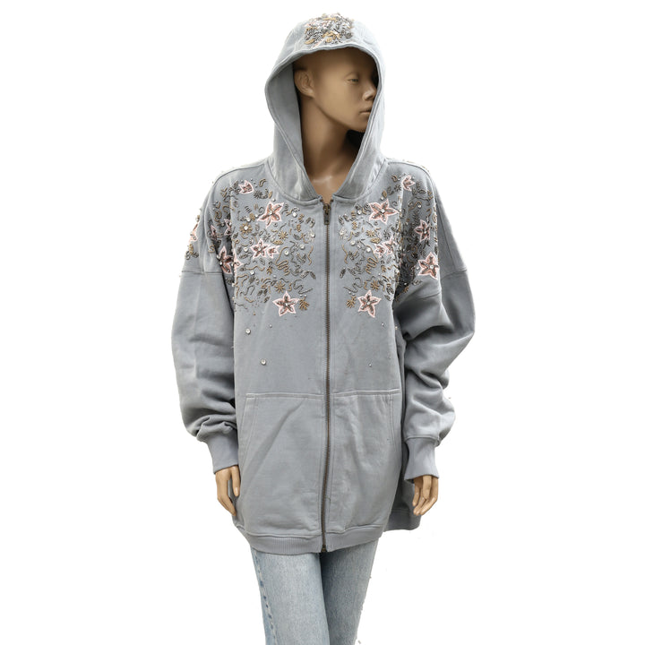 Free People Glitter Oversized Hoodie Top