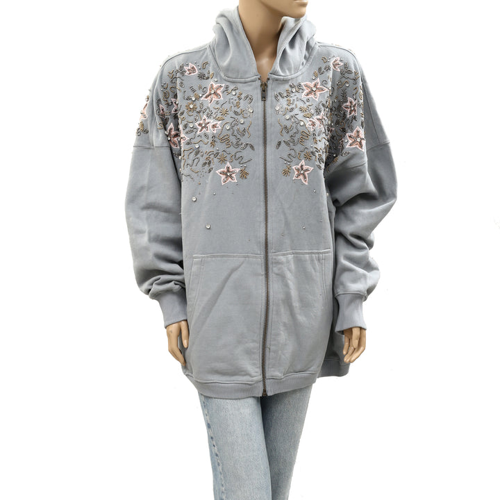 Free People Glitter Oversized Hoodie Top