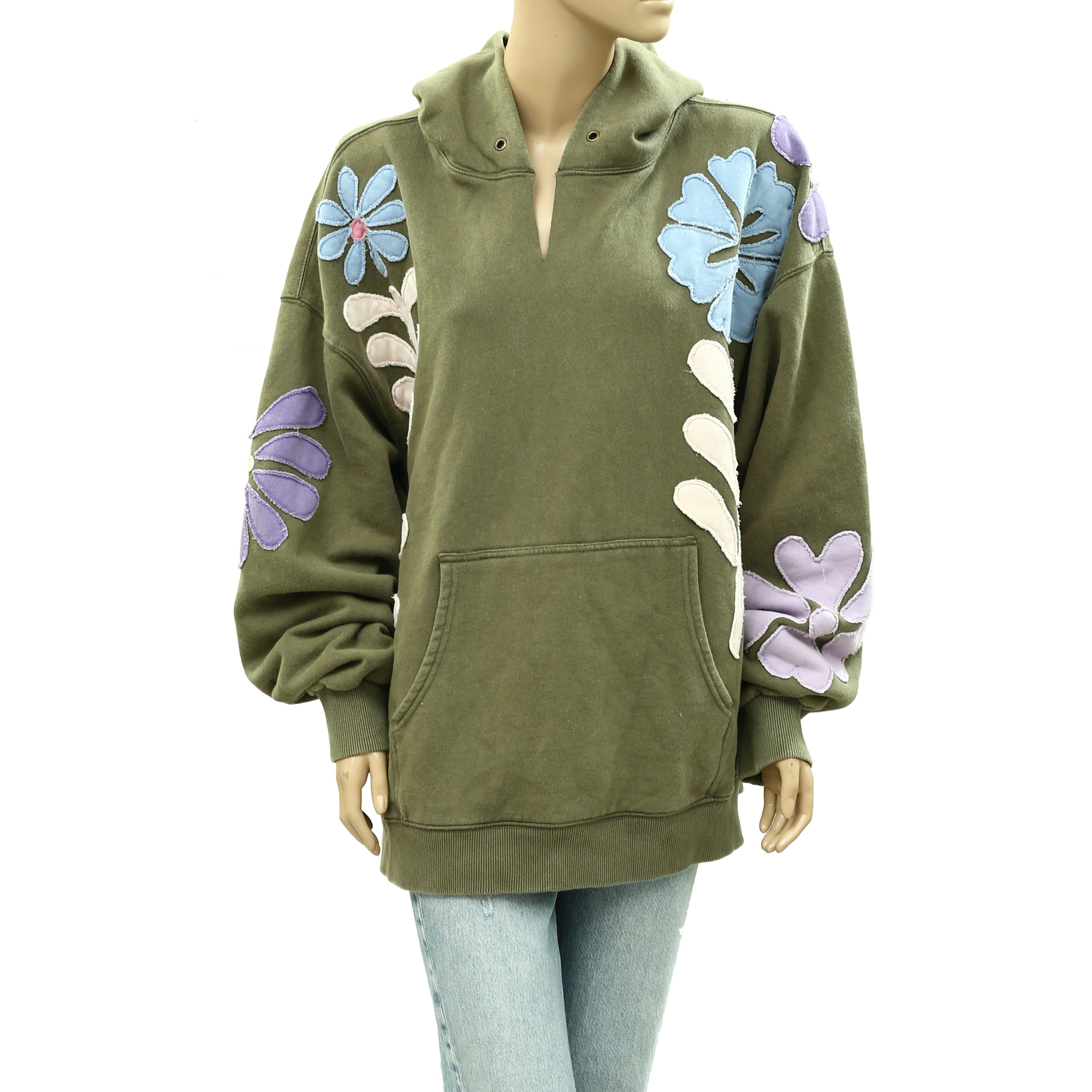 Free People We The Free it's a Vibe Flowers Hoodie Sweatshirt Top