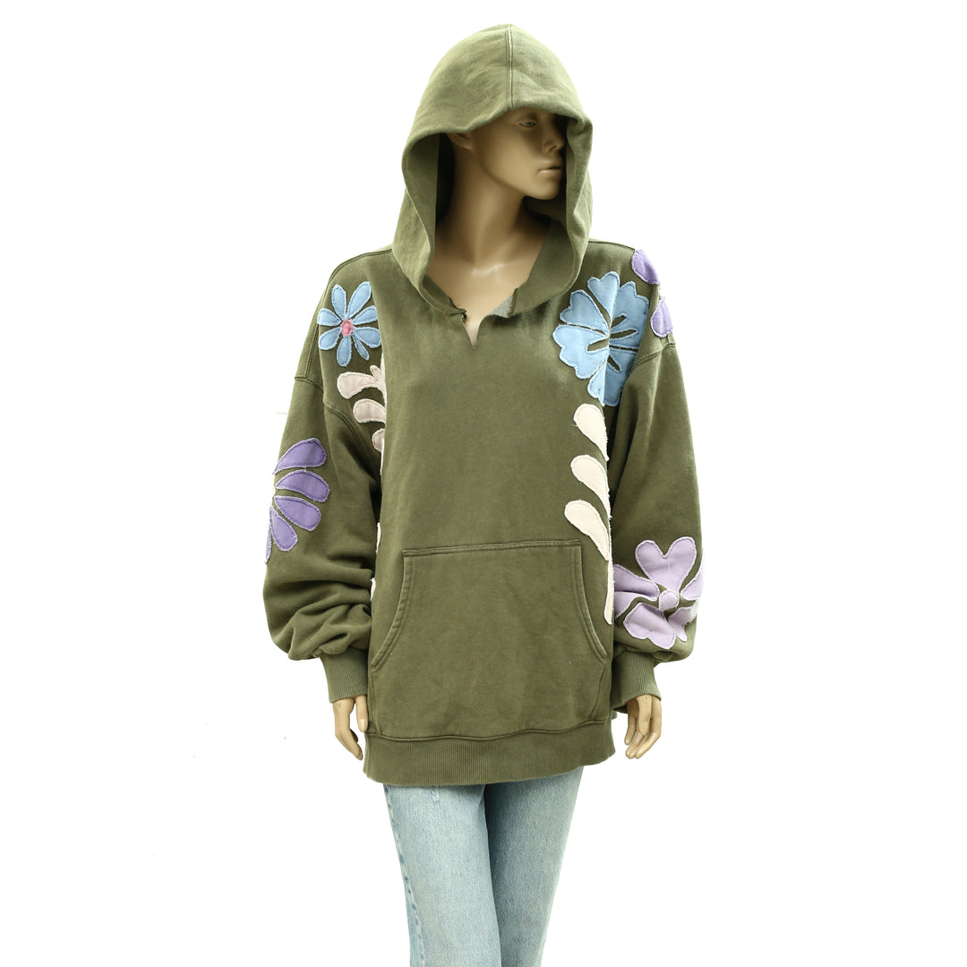 Free People We The Free it's a Vibe Flowers Hoodie Sweatshirt Tunic Top