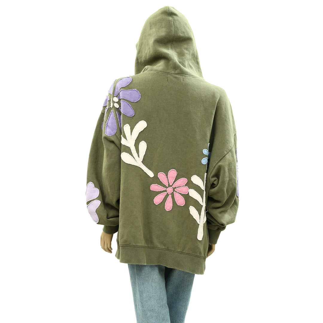 Free People We The Free it's a Vibe Flowers Hoodie Sweatshirt Tunic Top