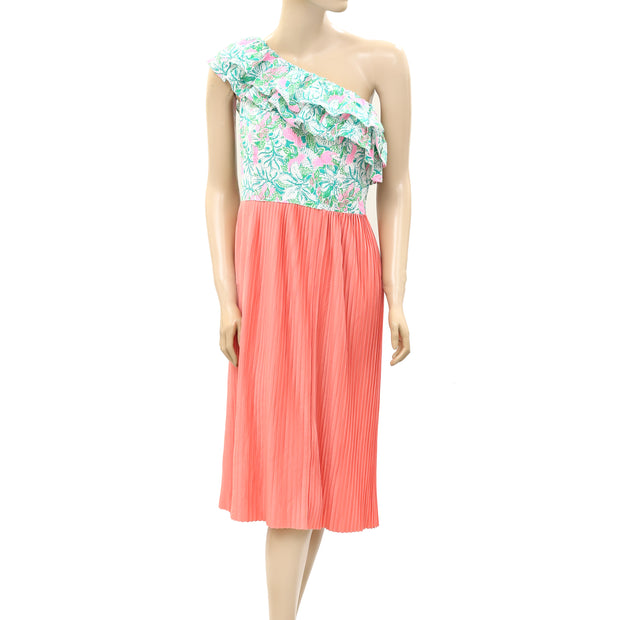 Lilly Pulitzer One Shoulder Floral Print Smocked Ruffle Dress