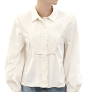 Free People Buttondown Solid Ruffle Blouse Top