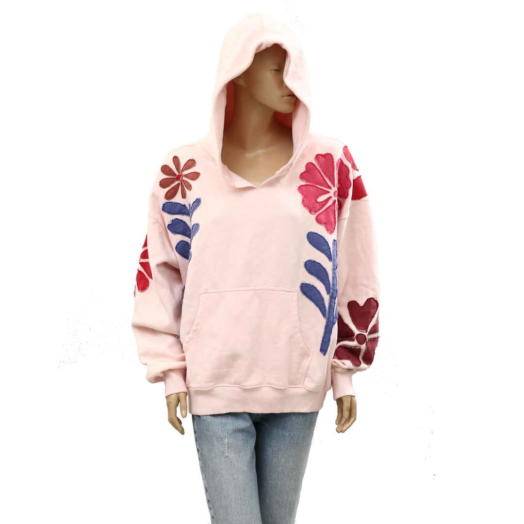 Free People We The Free it's a Vibe Flowers Hoodie Sweatshirt Tunic Top