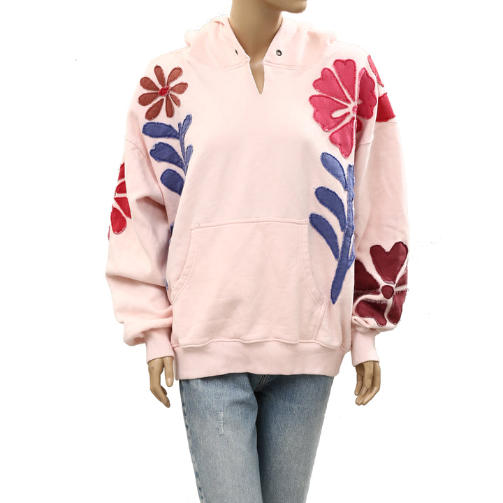 Free People We The Free it's a Vibe Flowers Hoodie Sweatshirt Tunic Top