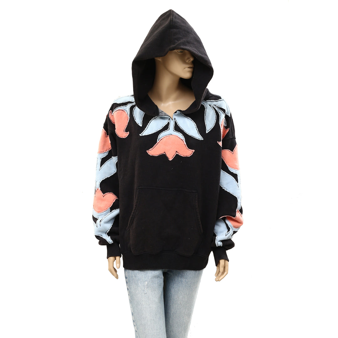 Free People We The Free it's a Vibe Flowers Hoodie Sweatshirt Tunic Top