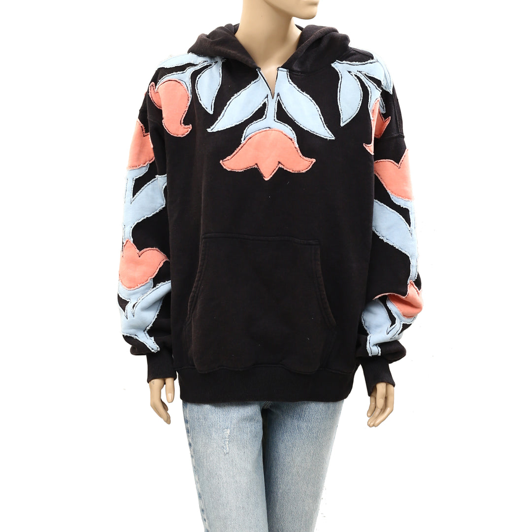 Free People We The Free it's a Vibe Flowers Hoodie Sweatshirt Tunic Top