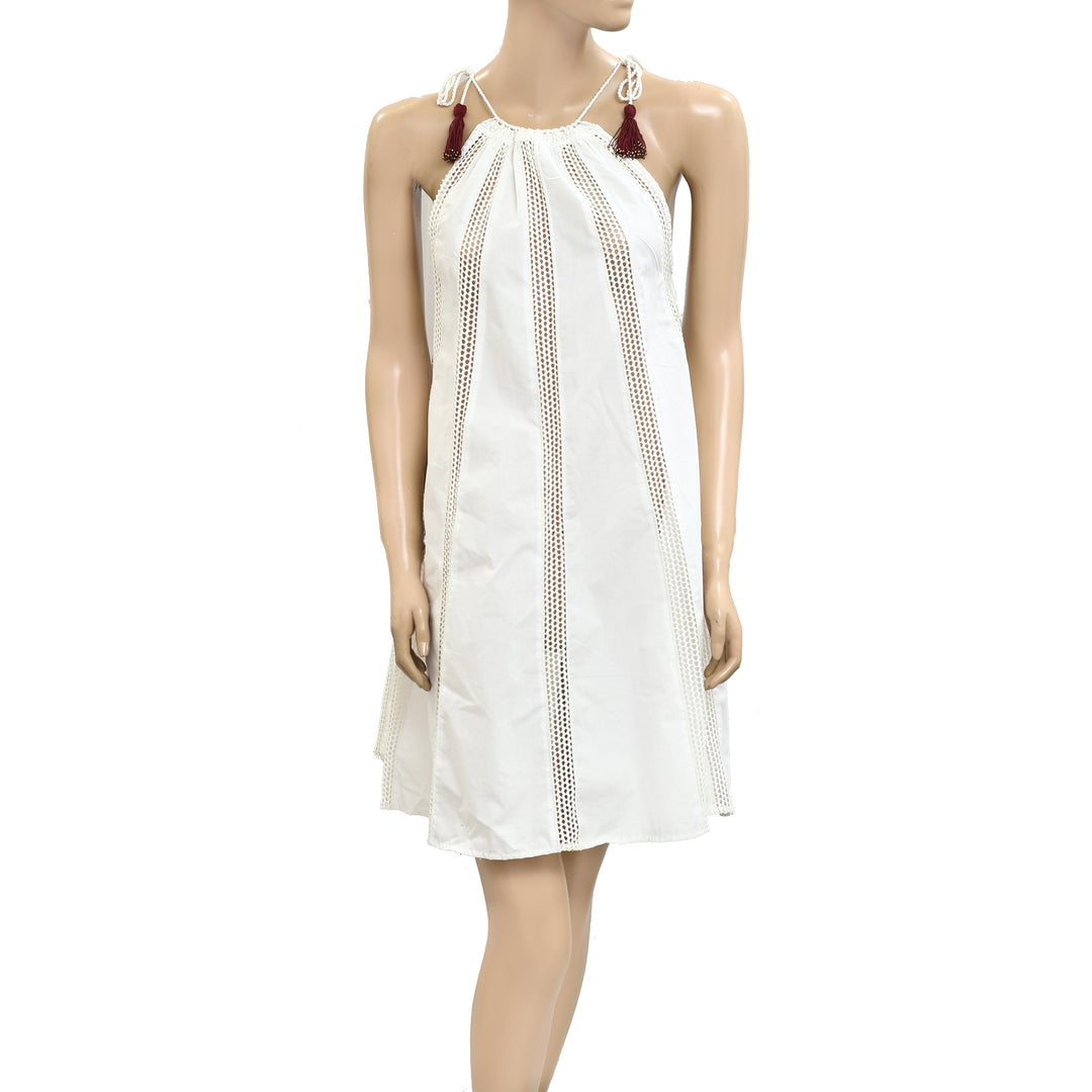 Ulla Johnson White Lace Bead Tassel Mini Dress – White Chocolate Couture Ulla Johnson White Lace Bead Tassel Mini Dress – White Chocolate Couture