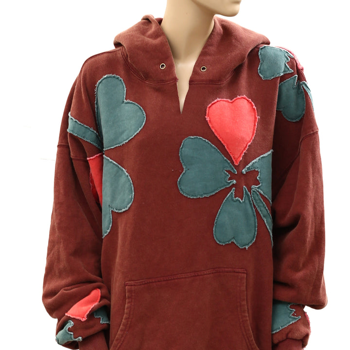 Free People We The Free it's a Vibe Flowers Hoodie Sweatshirt Tunic Top