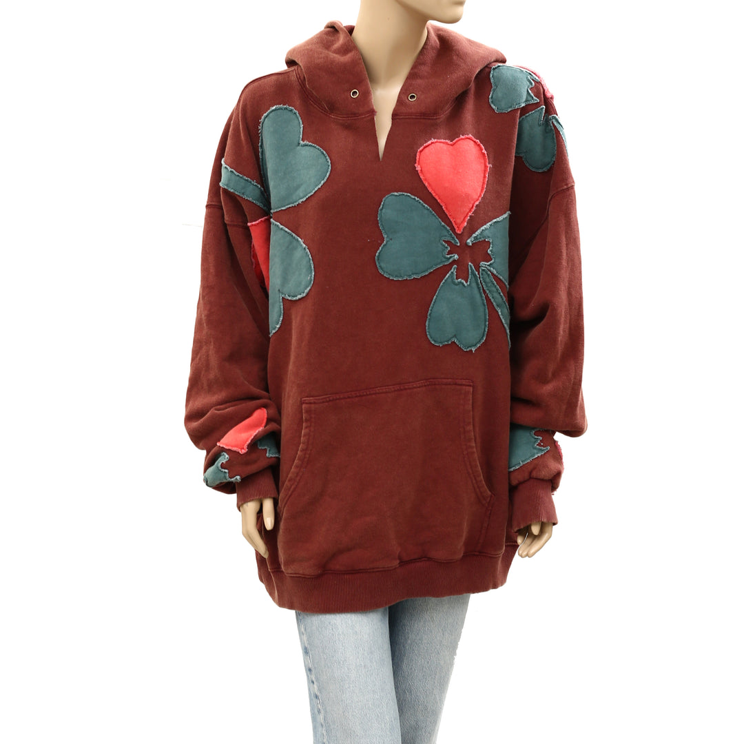 Free People We The Free it's a Vibe Flowers Hoodie Sweatshirt Tunic Top