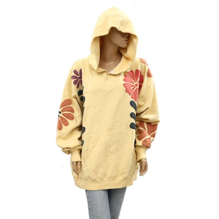 Free People We The Free it's a Vibe Flowers Hoodie Sweatshirt Tunic Top