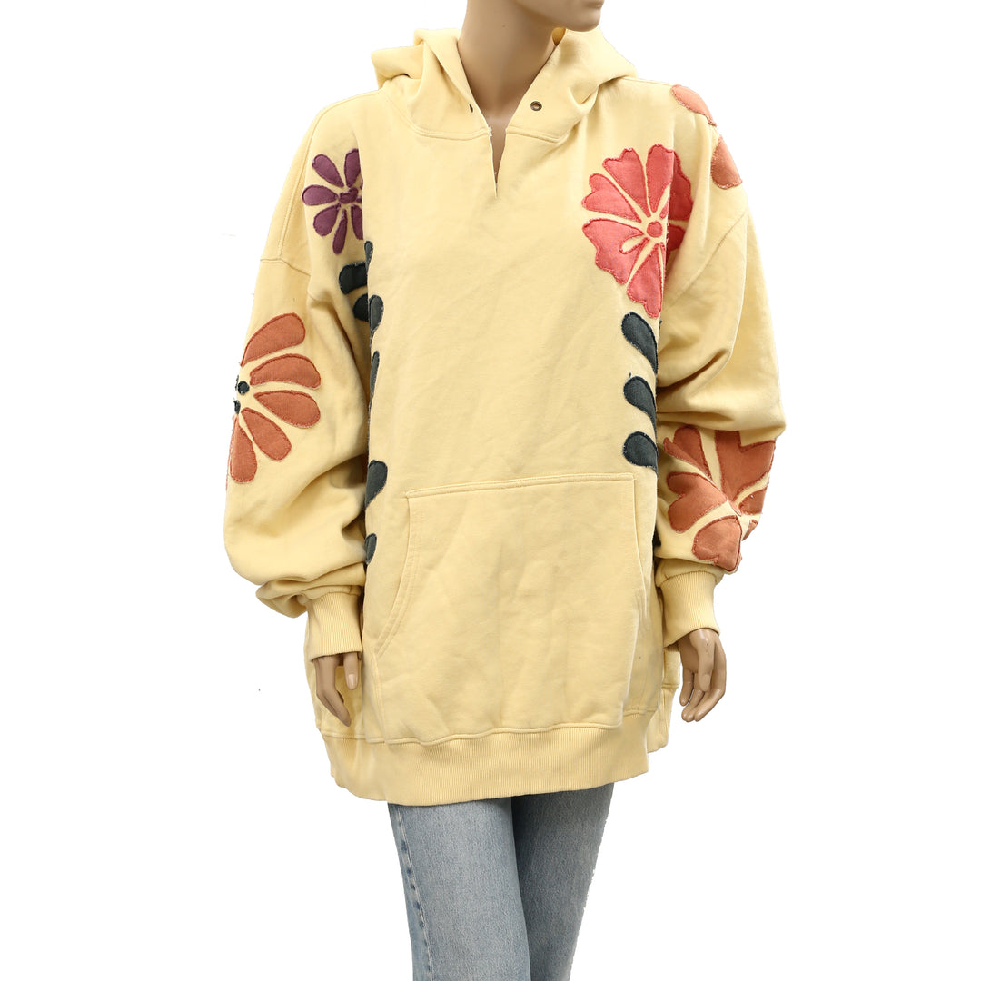 Free People We The Free it's a Vibe Flowers Hoodie Sweatshirt Tunic Top
