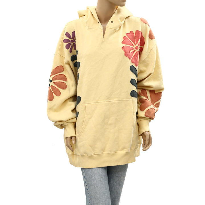 Free People We The Free it's a Vibe Flowers Hoodie Sweatshirt Tunic Top